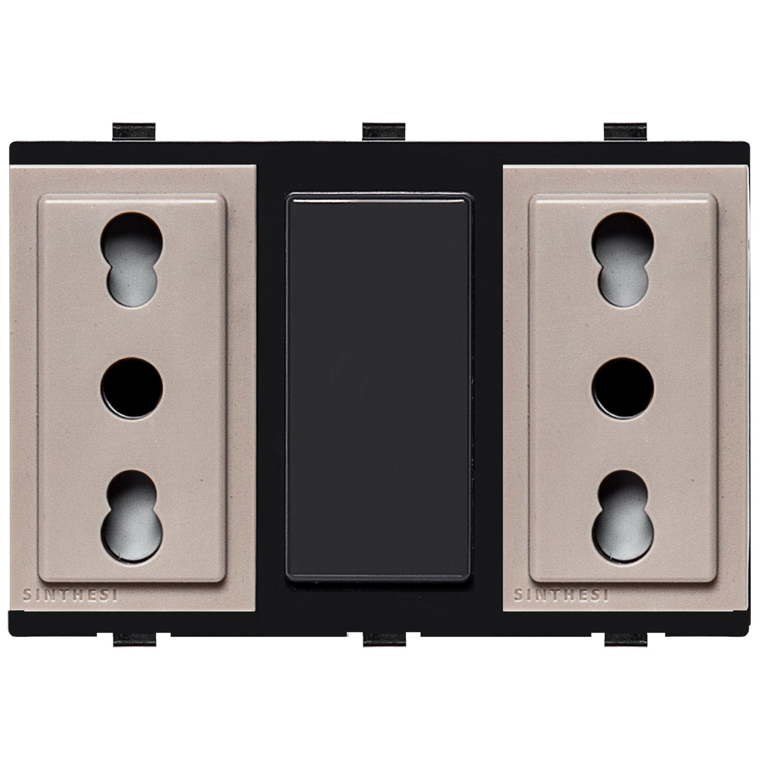 Módulo Tomacorriente Duplex 10/16A 250V 2P+T S17 Beige 173502 — Sinthesi — Sinthesi