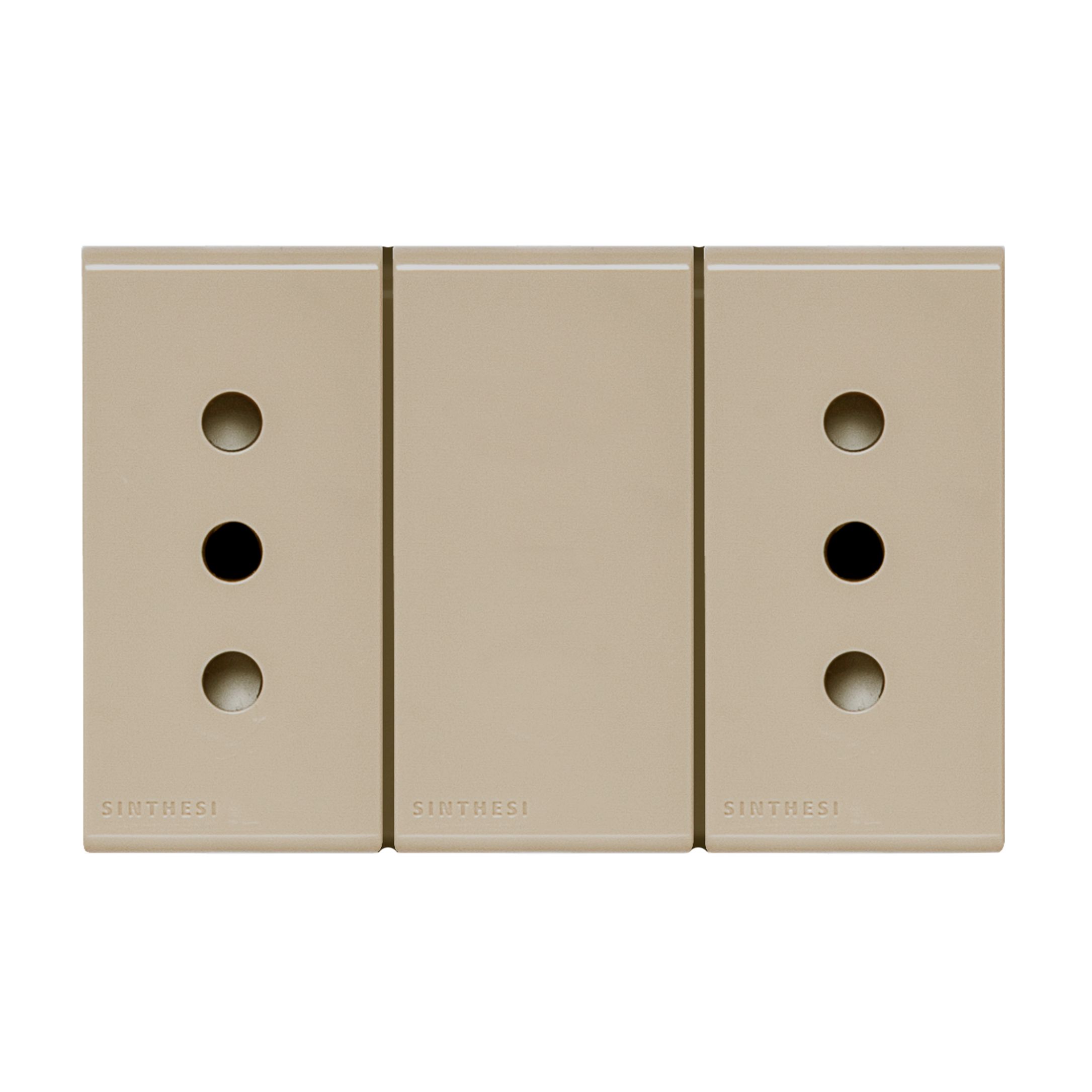 Módulo Tomacorriente Duplex 10A 250V 2P+T S22 Beige 223402 — Sinthesi — Sinthesi