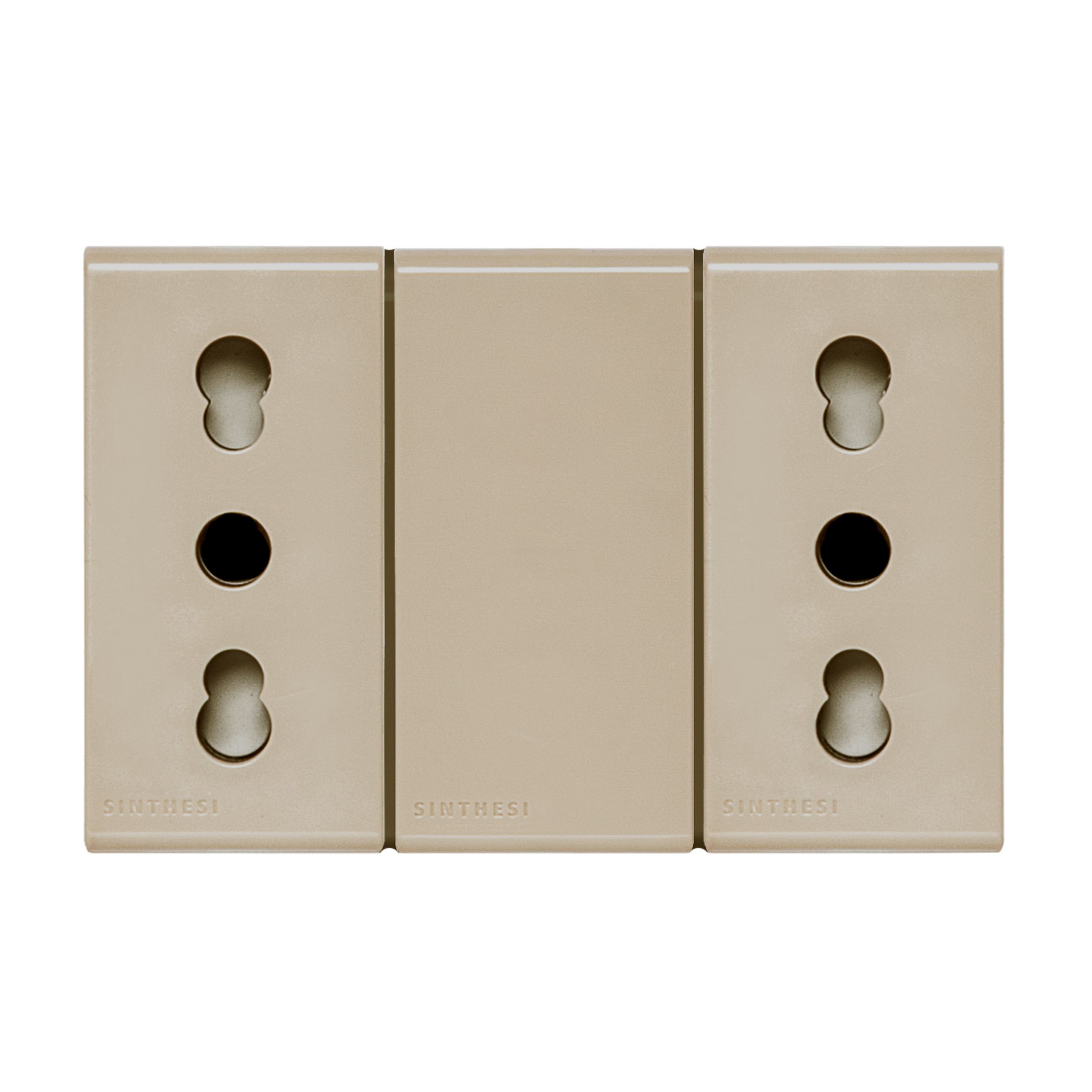 Módulo Tomacorriente Duplex 10/16A 250V 2P+T S22 Beige 223502 — Sinthesi — Sinthesi