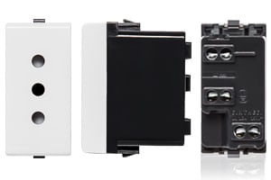 Módulo Tomacorriente 10A 250V 2P+T S22 Blanco 223001 — Sinthesi — Sinthesi