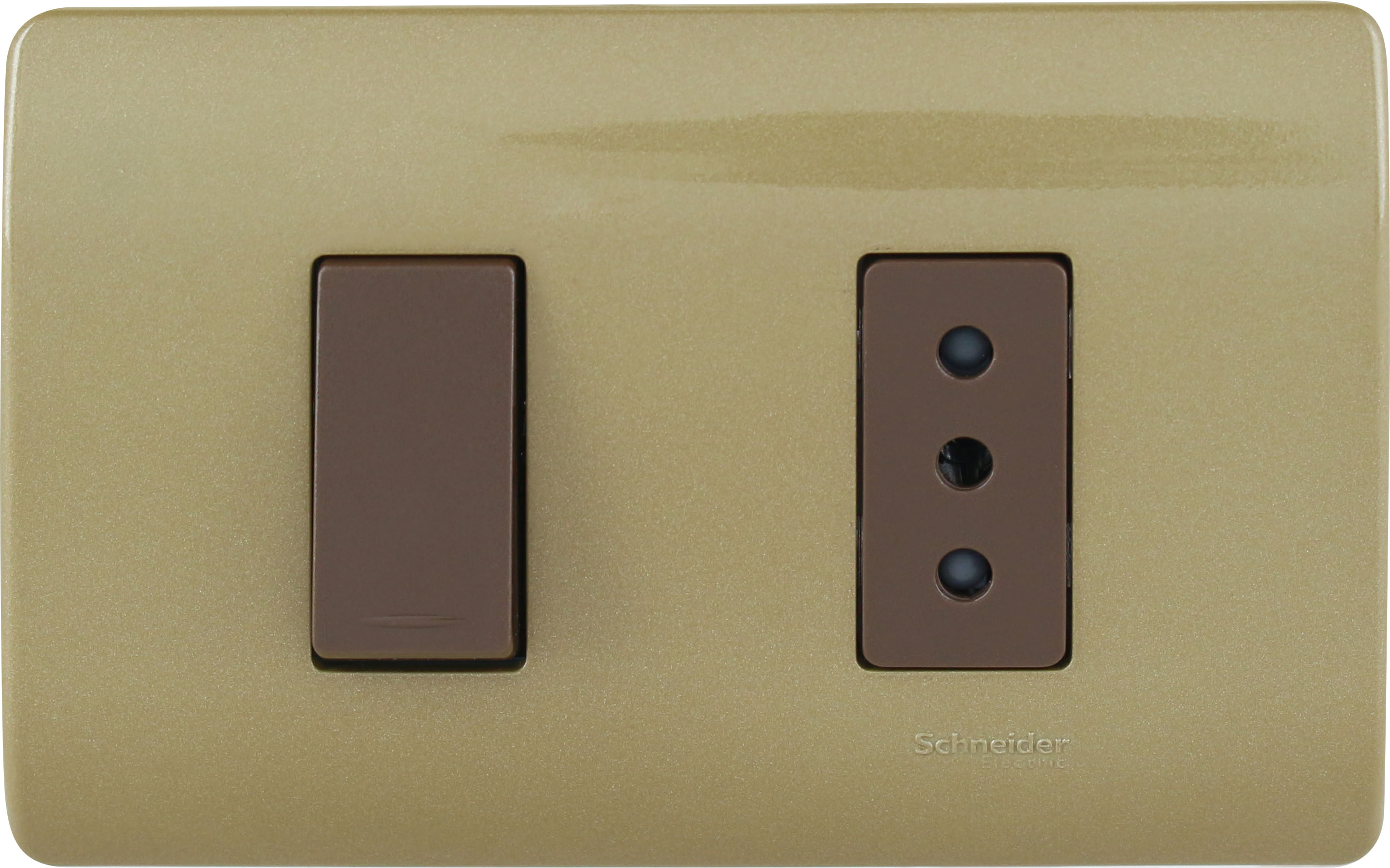 Enchufe 2P+T 10A + Int 9/12 250V Armado Dorado/cafe Genesis MWD130267815 (154817) — SCHNEIDER ELECTRIC
