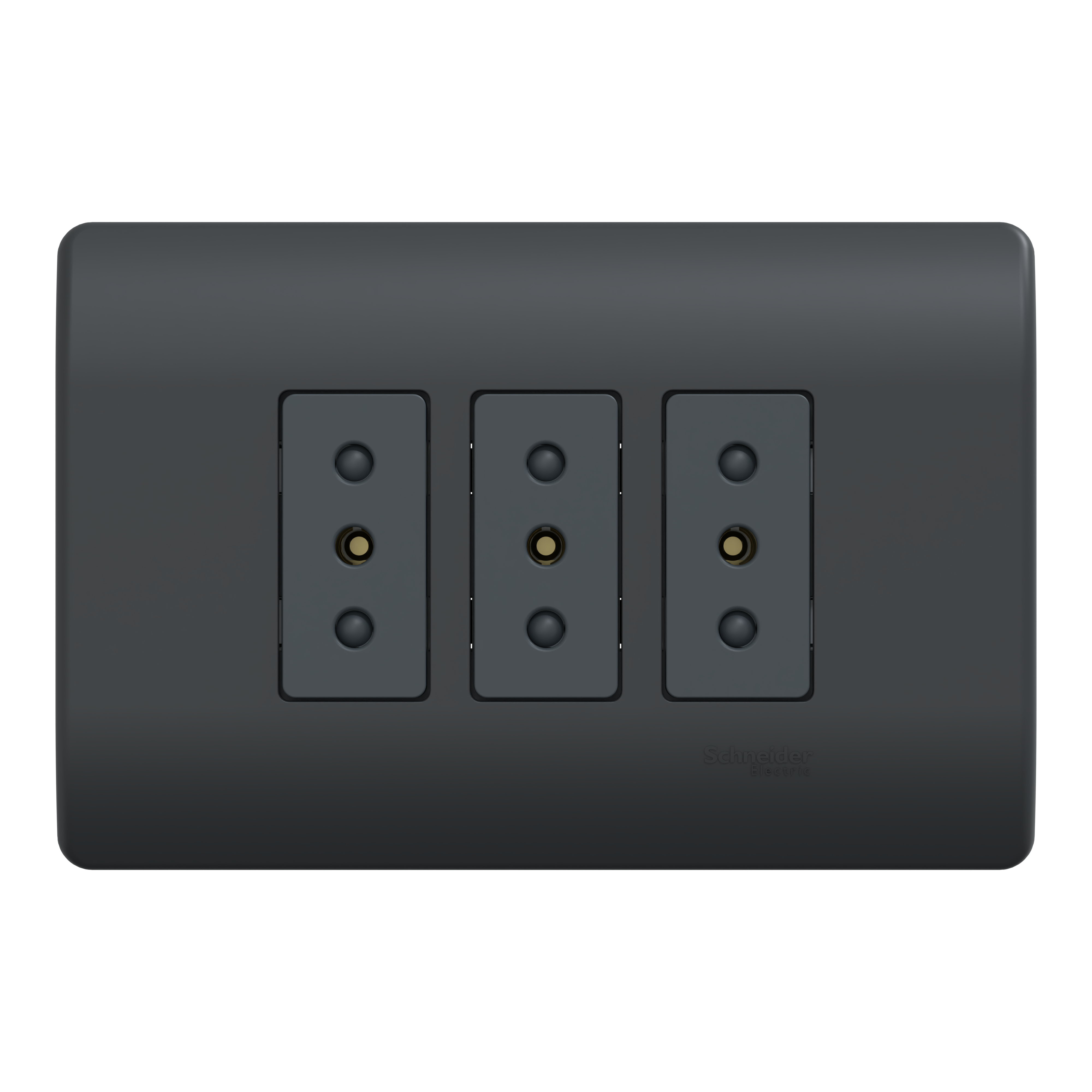 Enchufe Triple 2P+T 10A 250V Genesis MWD60496 Negro (156431) — SCHNEIDER ELECTRIC