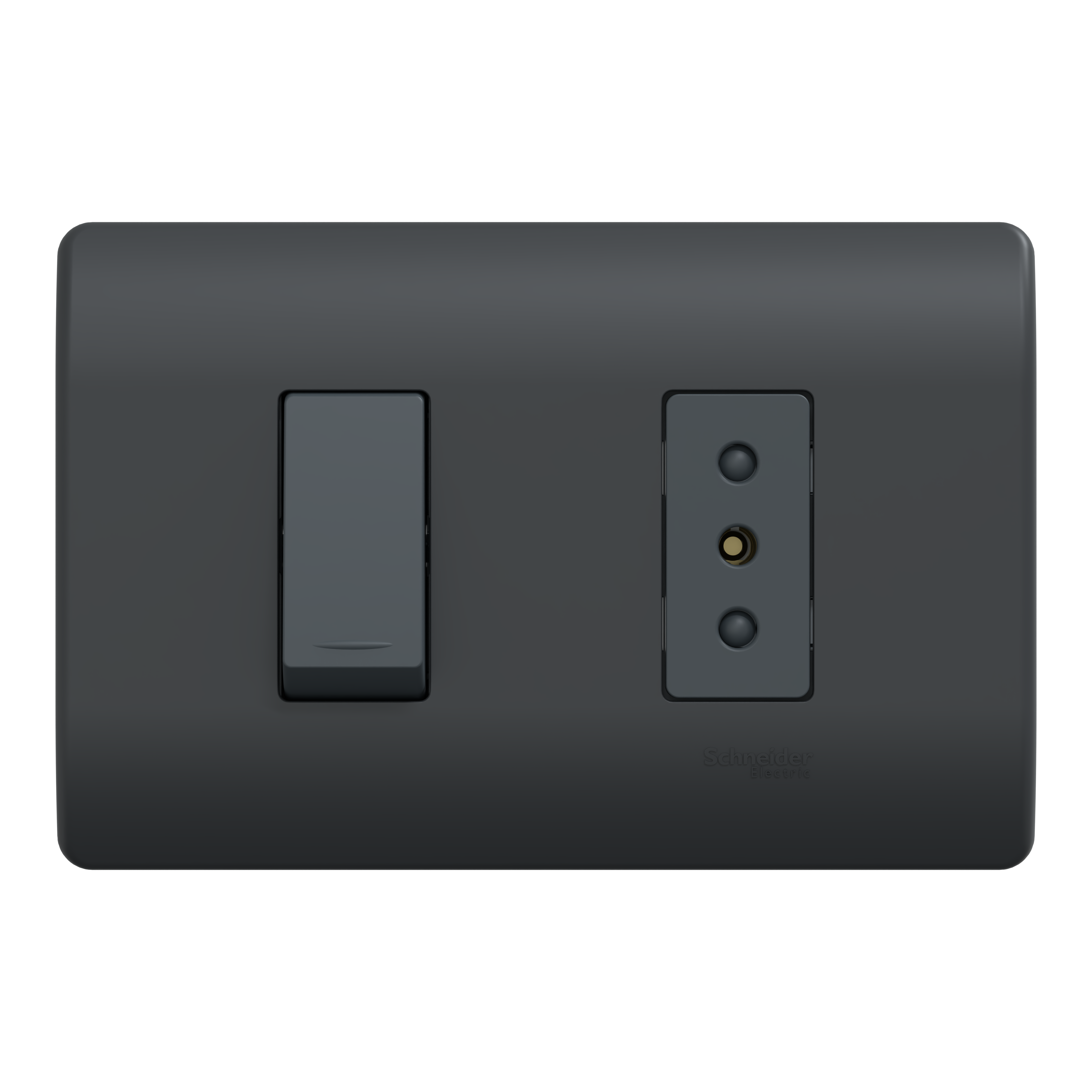 Interruptor 9/12 + Enchufe 2P+T 10A 250V Genesis MWD69936 Negro (156447) — SCHNEIDER ELECTRIC