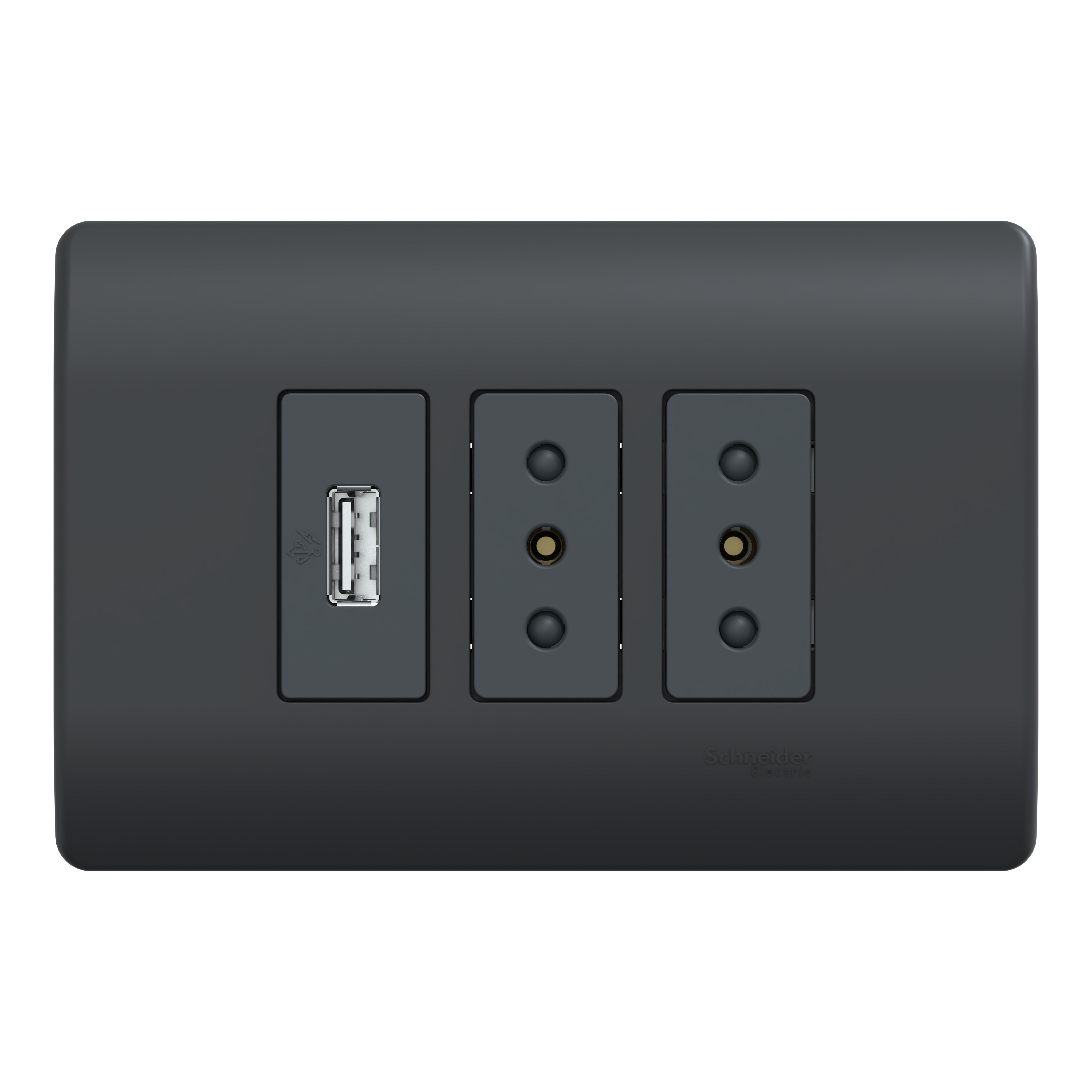 Enchufe Doble 10A + 1 USB Genesis MWD69956 Negro (156448) — SCHNEIDER ELECTRIC