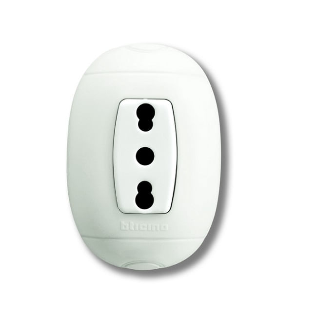 Enchufe Simple 2P+T 10/16A 250V Blanco Sob P80B Oval (156505) — BTicino