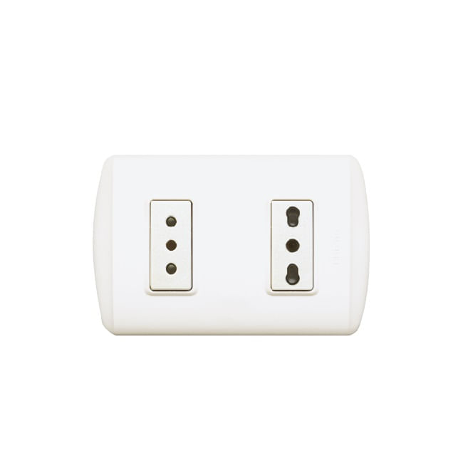 Enchufe Doble 2P+T 10A 16A 250V Blanco Emb 1288BN Modus Plus (156668) — BTicino
