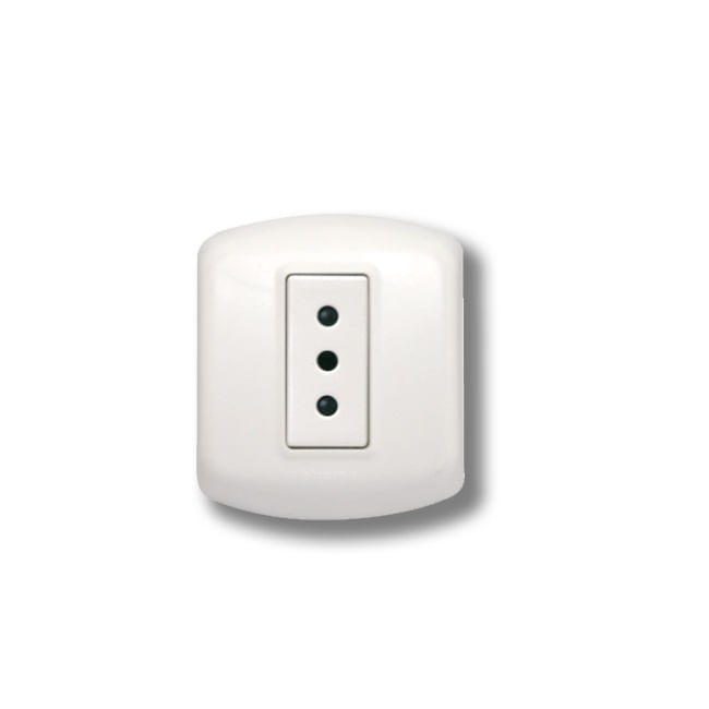 Enchufe Sobrepuesto Armado 2P+T10A 250V Blanco CAL1105BN Modus Plus (156710) — BTicino