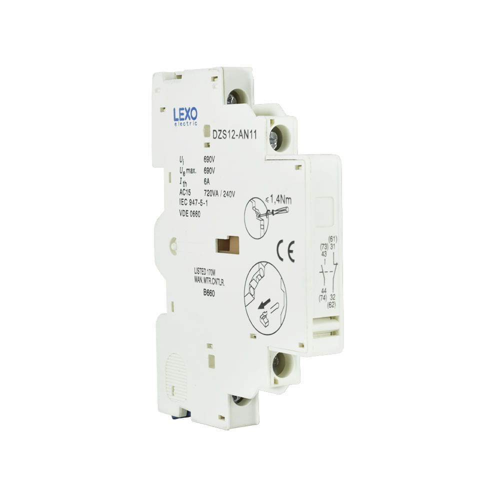 Contacto Auxiliar Lateral Para Guardamotor Egv2-M 1NA + 1NC 5385280 Lexo (161658) — LEXO