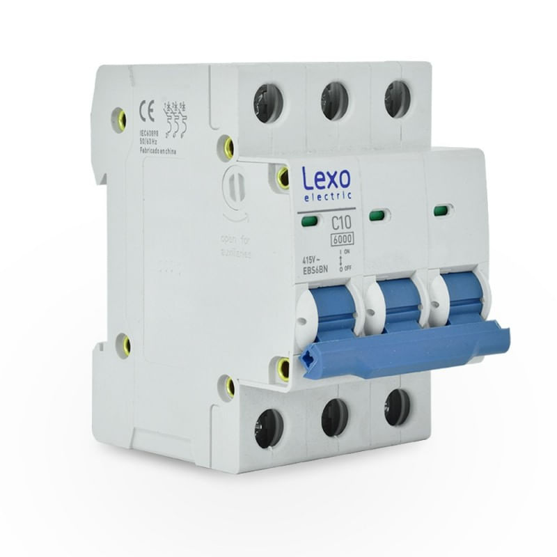 Interruptor automático 3x10A 6kA curva C 5300110 — LEXO