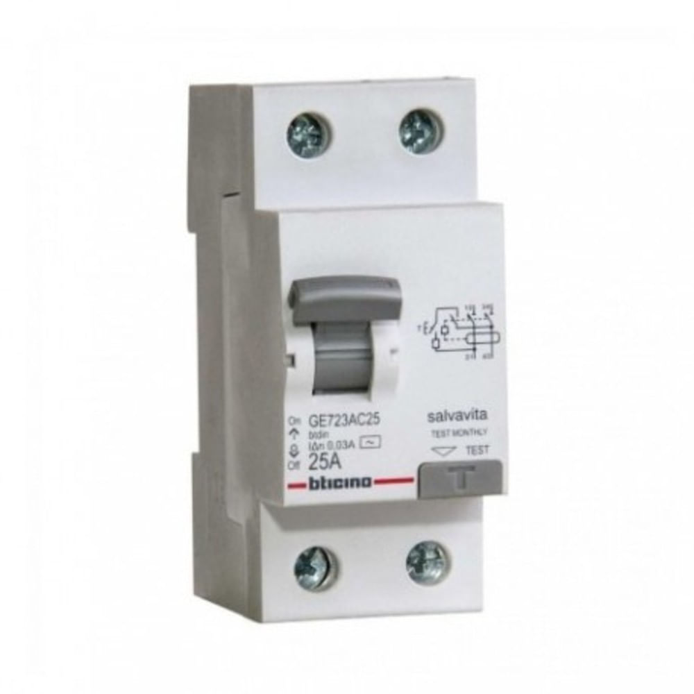 Interruptor Diferencial 2P 25A 30mA GE723AC25 (164014) — BTICINO