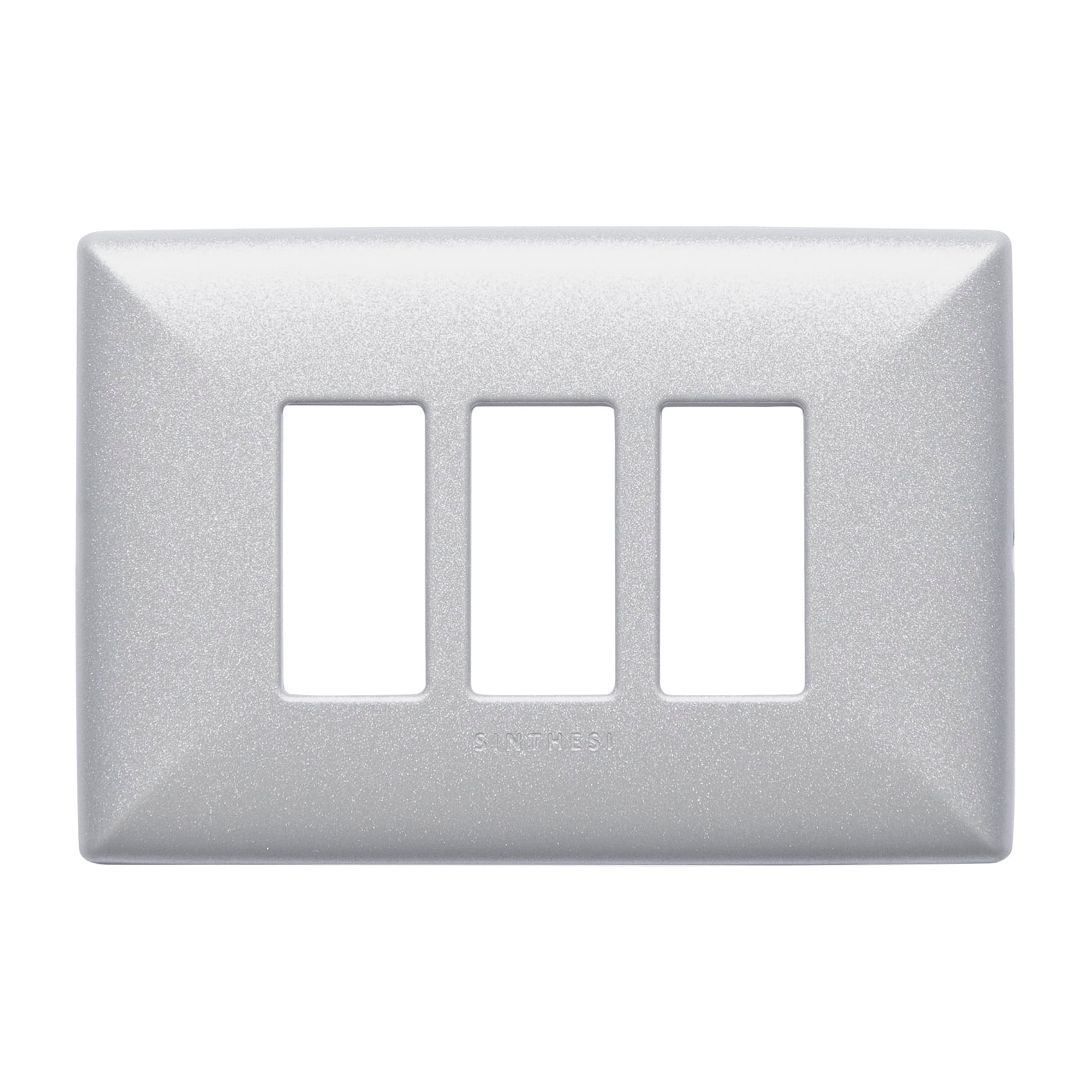 Placa 3 Puestos S17 ABS Nickel Con Soporte 170335 — Sinthesi — Sinthesi