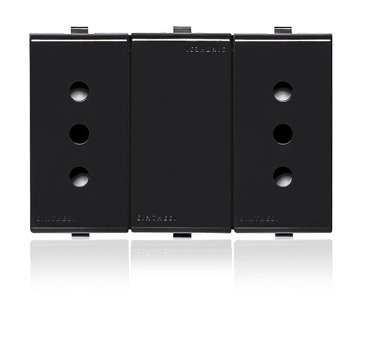Módulo Tomacorriente Duplex 10A 250V 2P+T S22 Noir 223406 — Sinthesi — Sinthesi