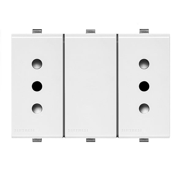 Módulo Tomacorriente Duplex 10A 250V 2P+T S22 Blanco 223401 — Sinthesi — Sinthesi