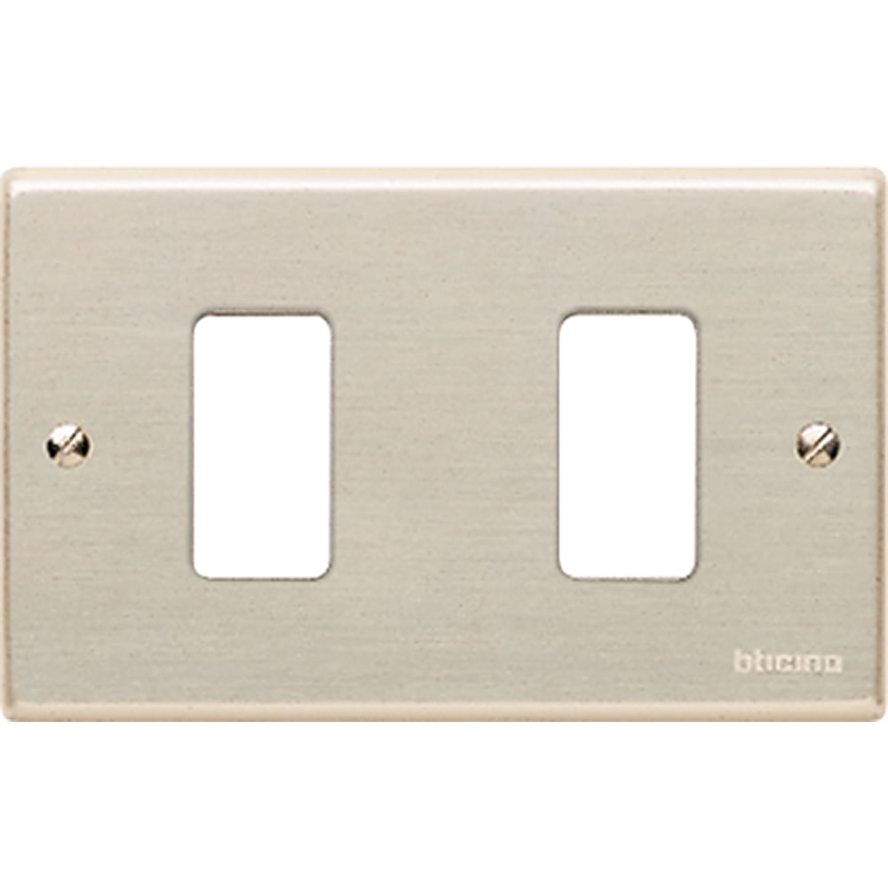 Placa 2 Puestos Aluminio Oxidal Con Tornillo Magic 503/2 (187840) — BTICINO