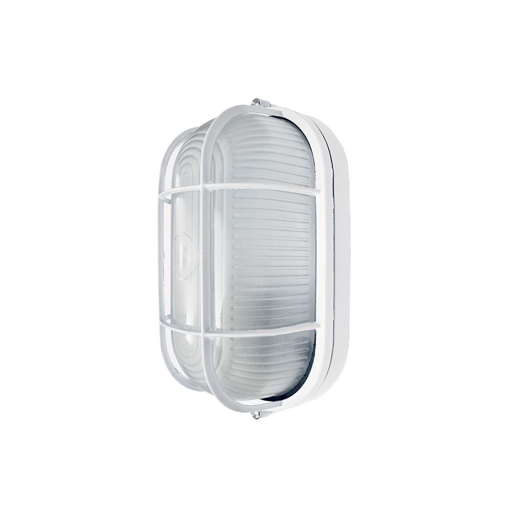 Foco Tortuga Ovalada 60W E27 con Rejilla Blanca IP44 1202130 Vkb (192586) — VKB