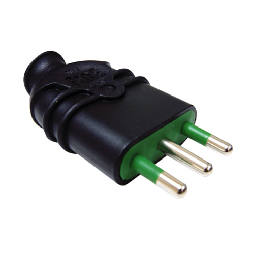 Enchufe Macho Volante 2P+T 10A 250V Negro 7680101 Fanton (192801) — FANTON