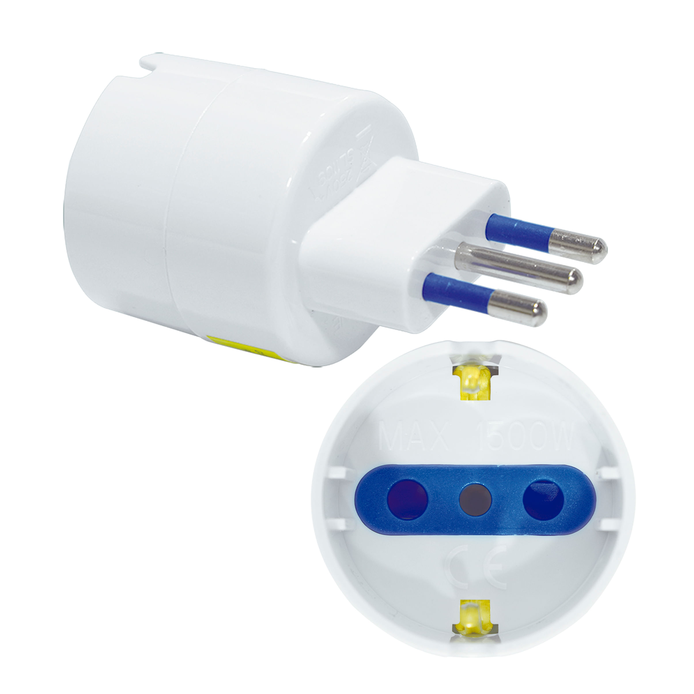 Adaptador Schuko 2P+T 10A 250V 1500W Blanco 8610284 Lexo (192802) — LEXO