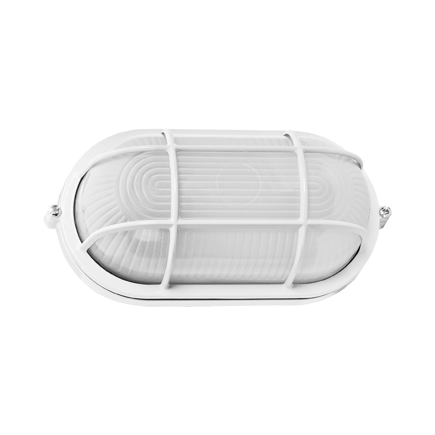 Foco Tortuga Ovalado 60W E27 IP44 con Rejilla Blanca Alum Technolamp (321657) — TechnoLamp