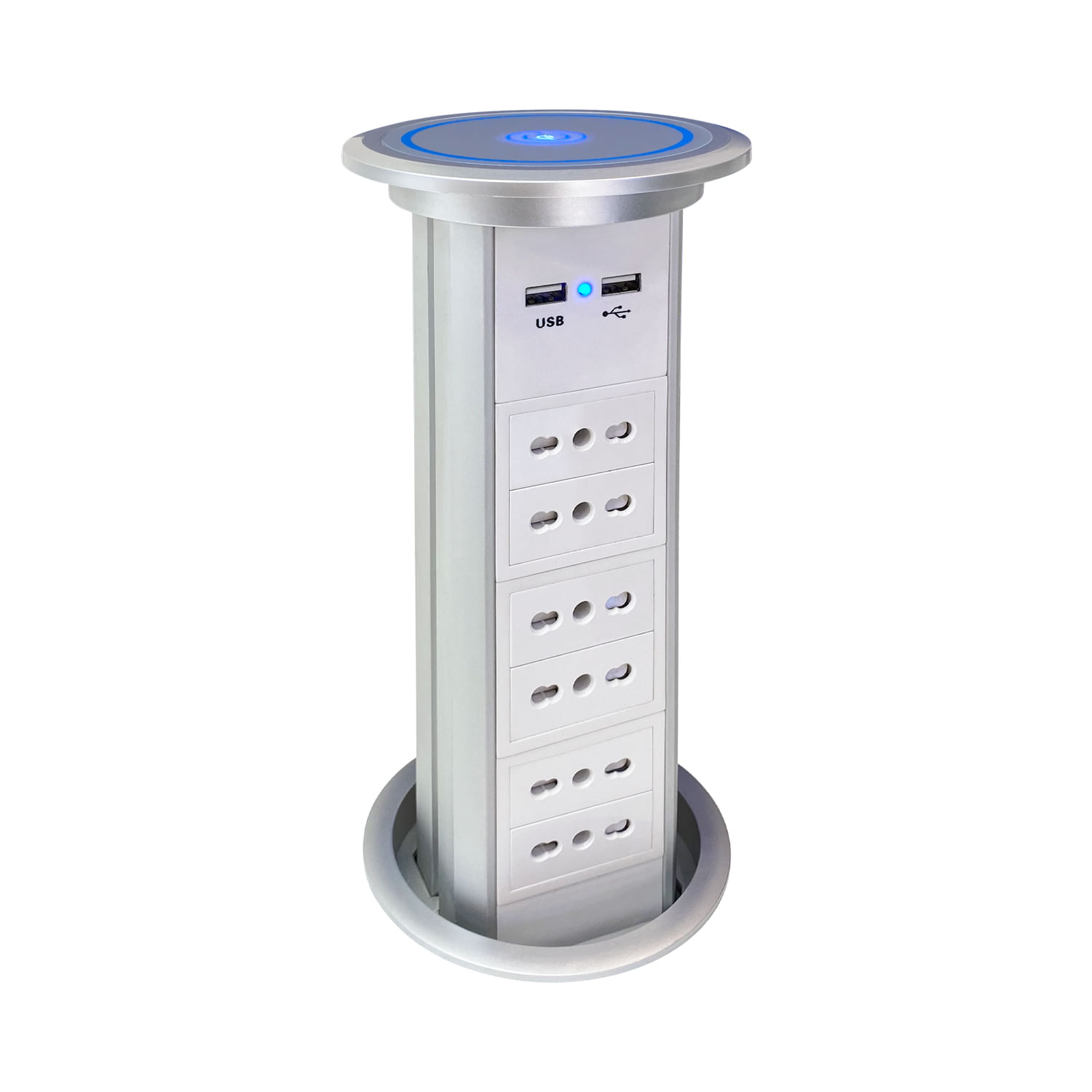 Torre Pop Up 8 Modulos IP44 Motorizada Cargador Wireless+toma USB CARGA+6 Enchufes 10/16 Cowork — Crompton — Crompton
