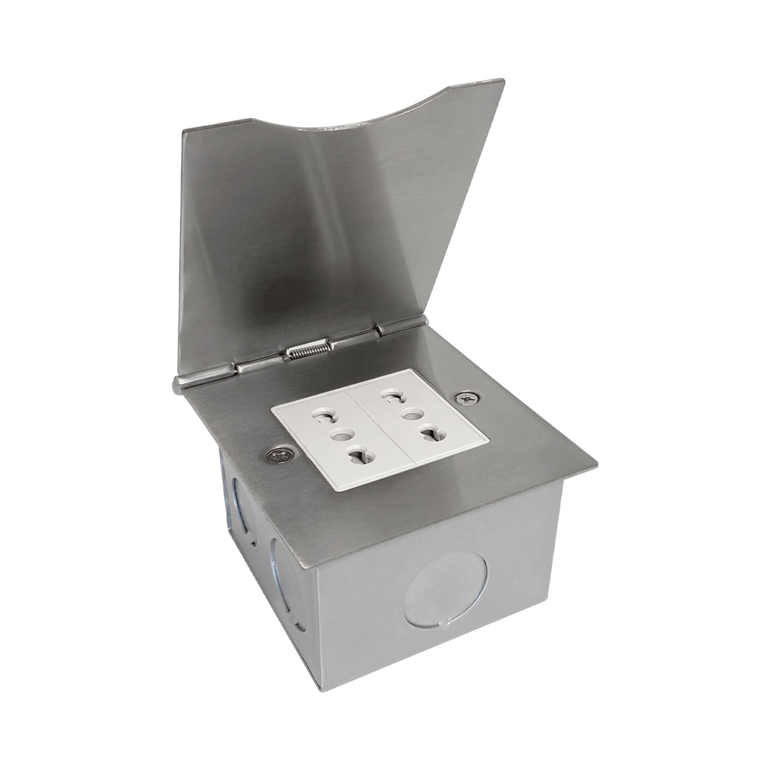 Caja de Piso 2 Modulos Acero Cepillado IP30 Cowork (375048) — Crompton