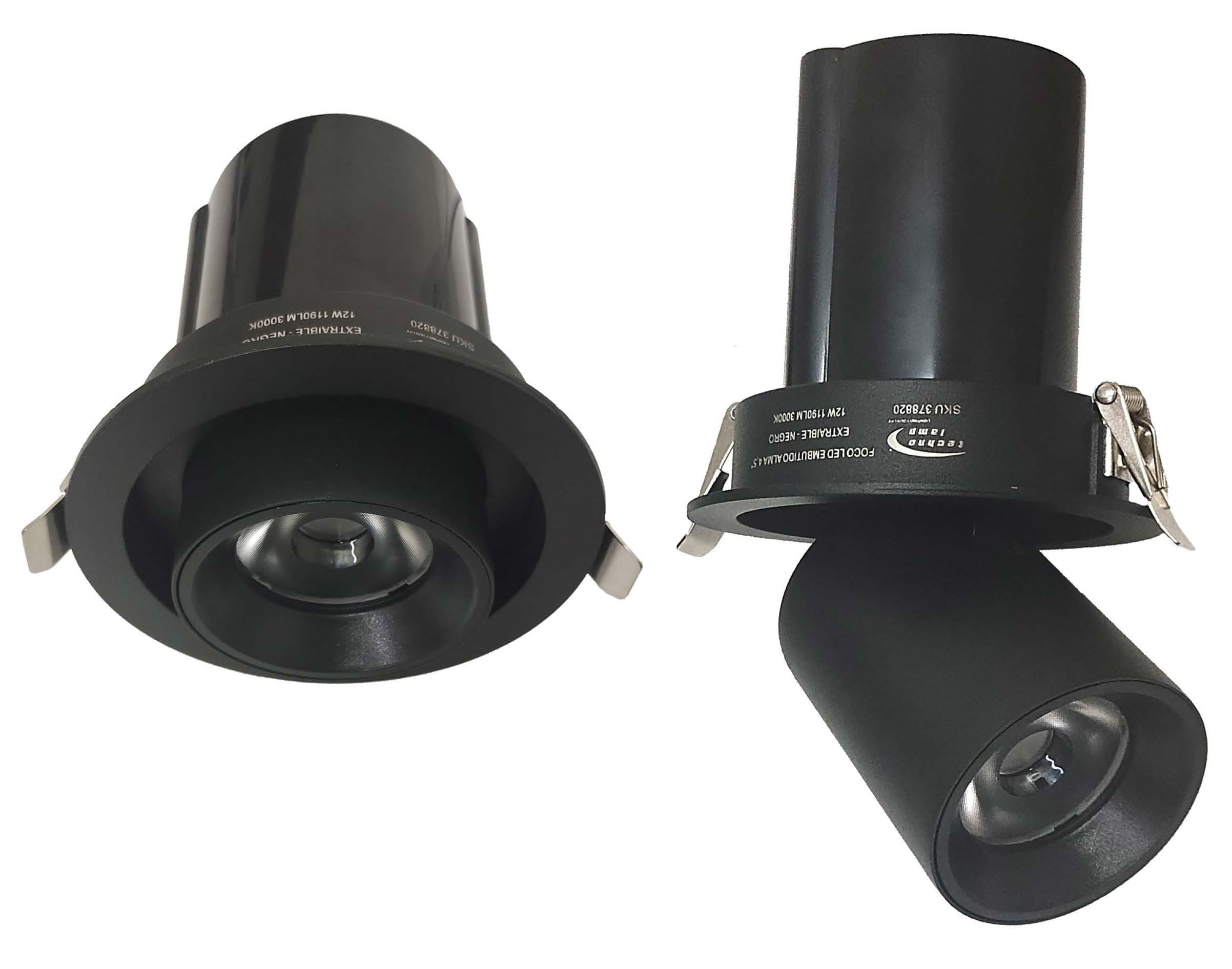 Foco LED Embutido Extraible Alma 4,5″ 12W 3000K 1190lm Negro Technolamp (378820) — TechnoLamp