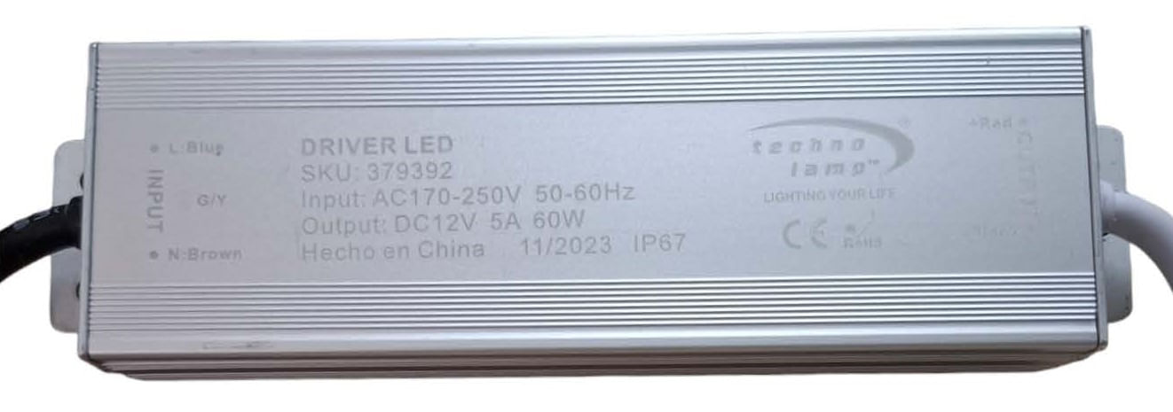 Driver para LED 60W 220/12V IP67 Technolamp (379392) — TechnoLamp