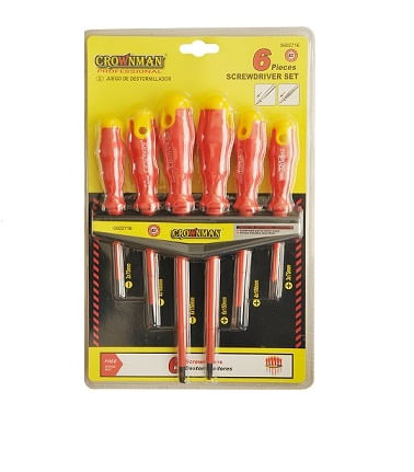 Kit Destornilladores 6 Unidades Dielectricos 395018 — CROWNMAN