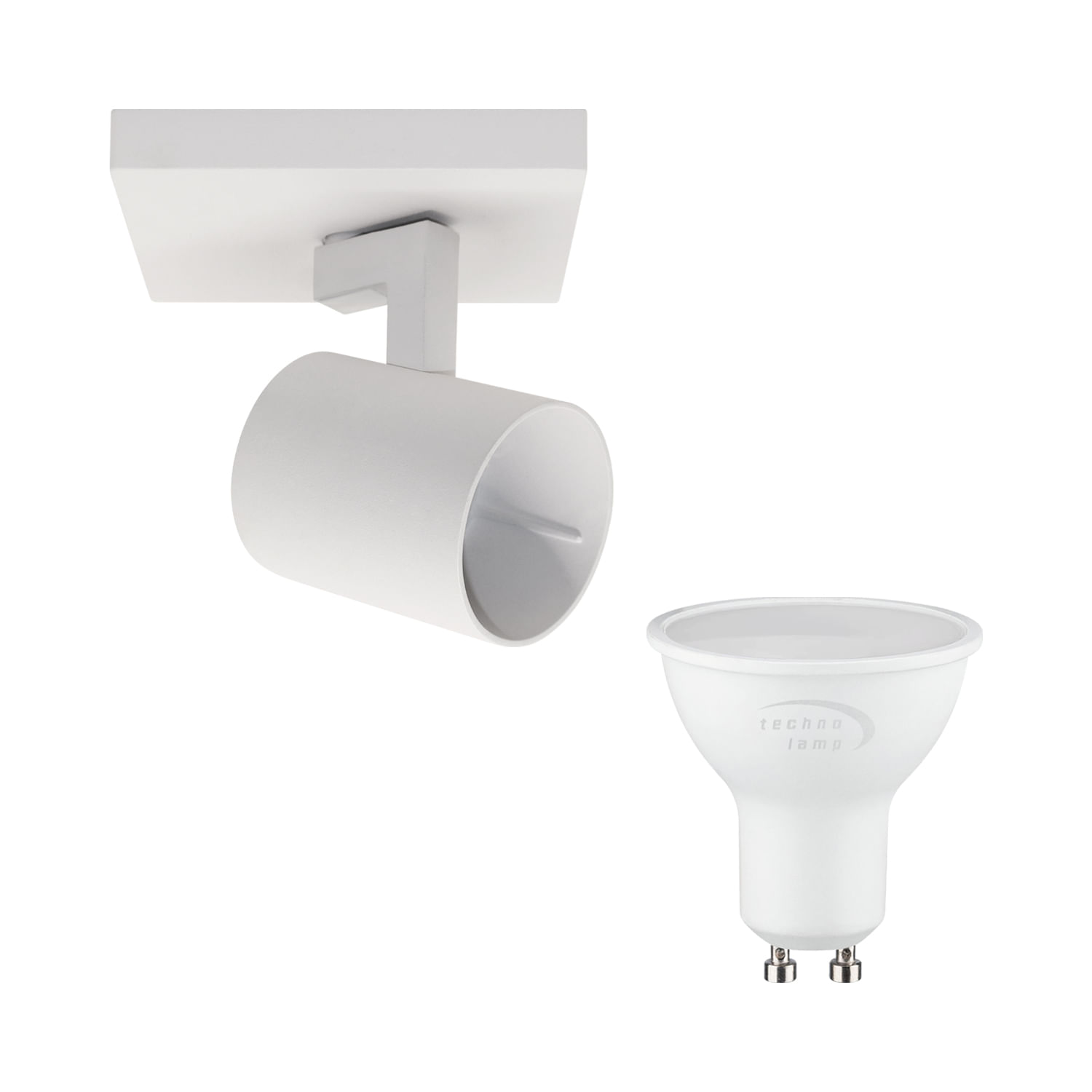 Pack Foco Sobrepuesto Muca 1P + Ampolleta GU10 5.5W Luz Cálida (400001) — TechnoLamp