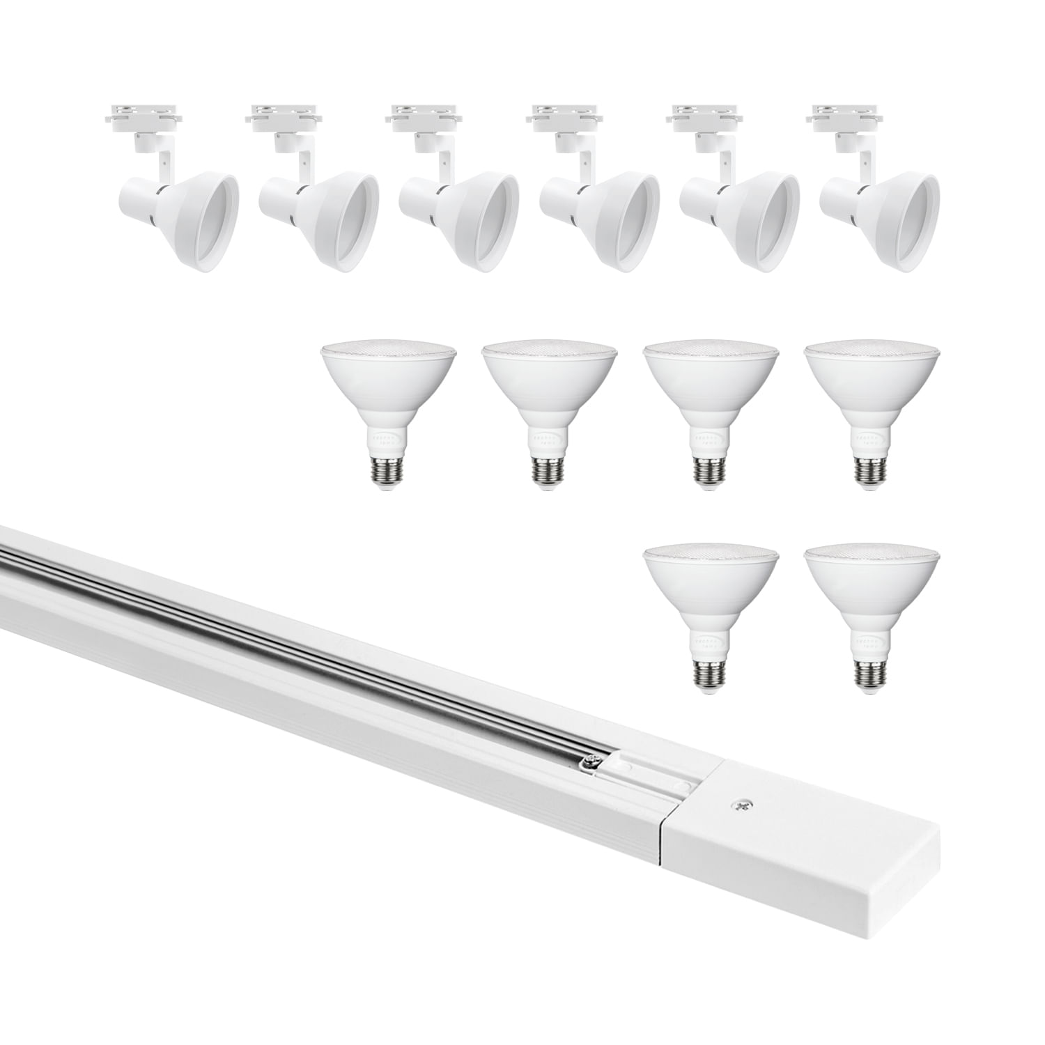 Pack Riel Monofásico 2M + 6 Focos Classic + Ampolletas PAR30 Luz Cálida (400014) — TechnoLamp