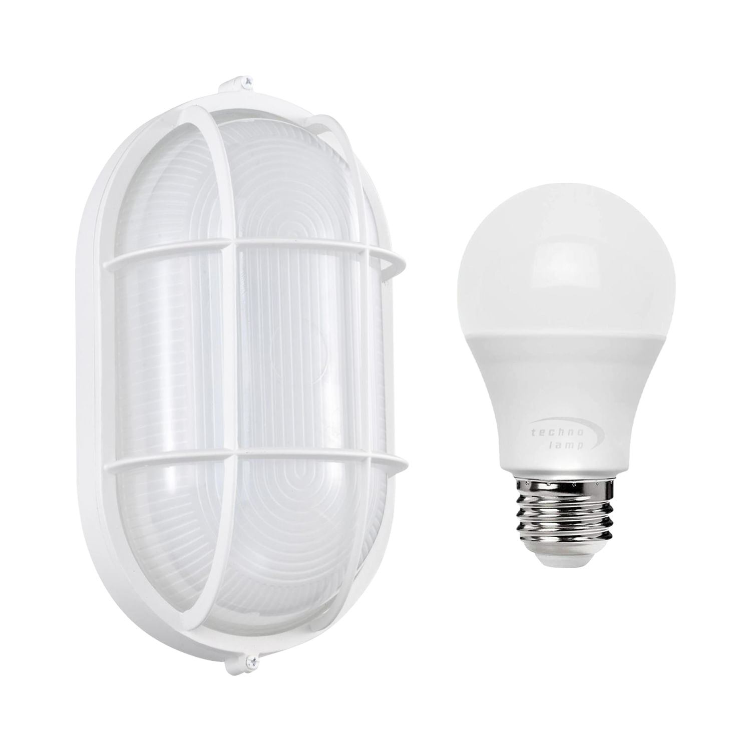 Pack Foco Tortuga Ovalado + Ampolleta E27 9.5W Luz Cálida (400020) — TechnoLamp