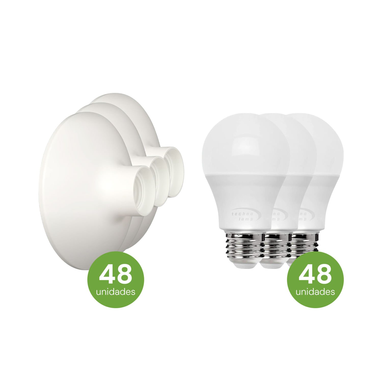 Pack 48 Portalámparas Redondas + Ampolletas E27 9.5W Luz Cálida (400022) — SCHNEIDER ELECTRIC