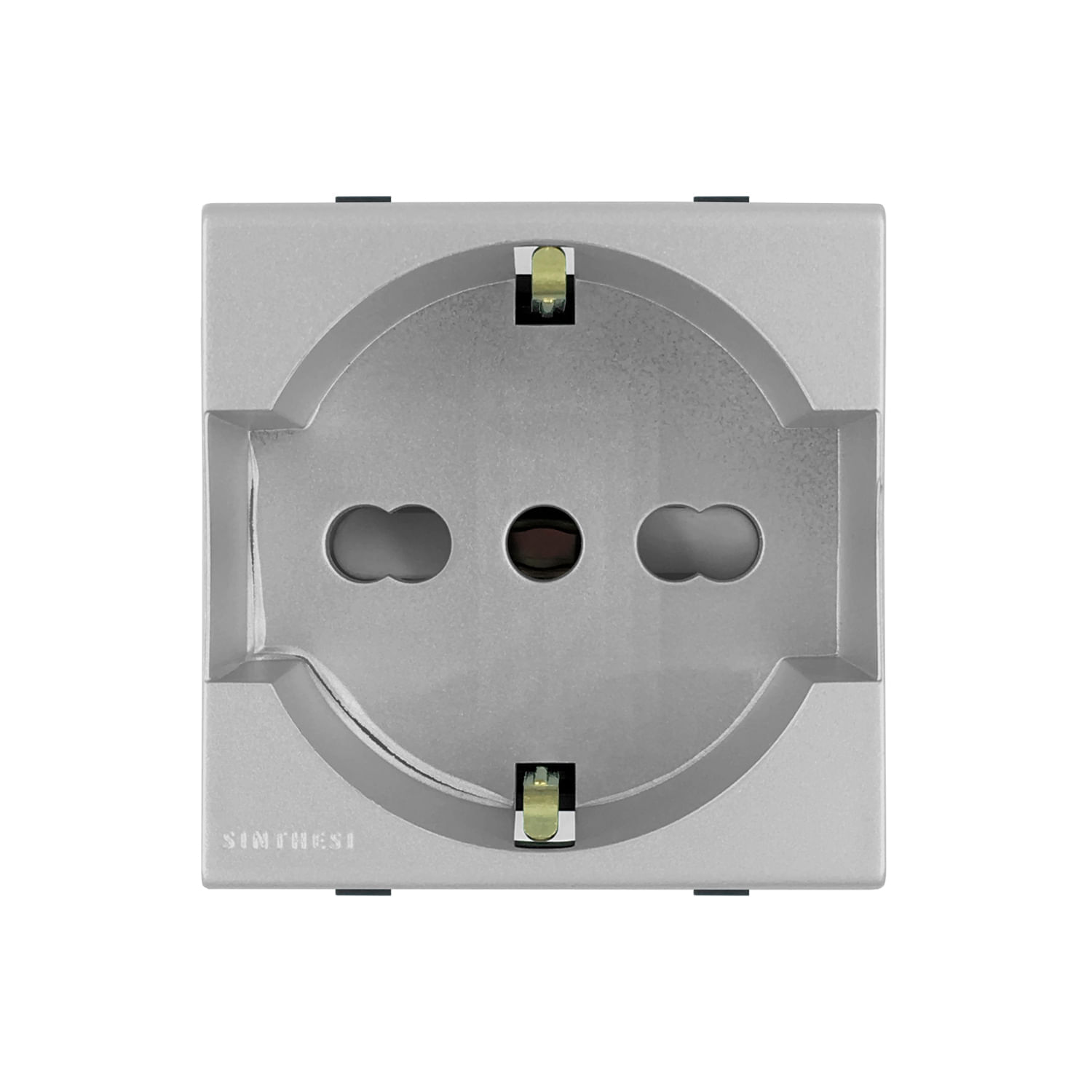 Módulo Tomacorriente Schuko 2P+T 10/16A 250V S44 Plata 443312 — Sinthesi — Sinthesi