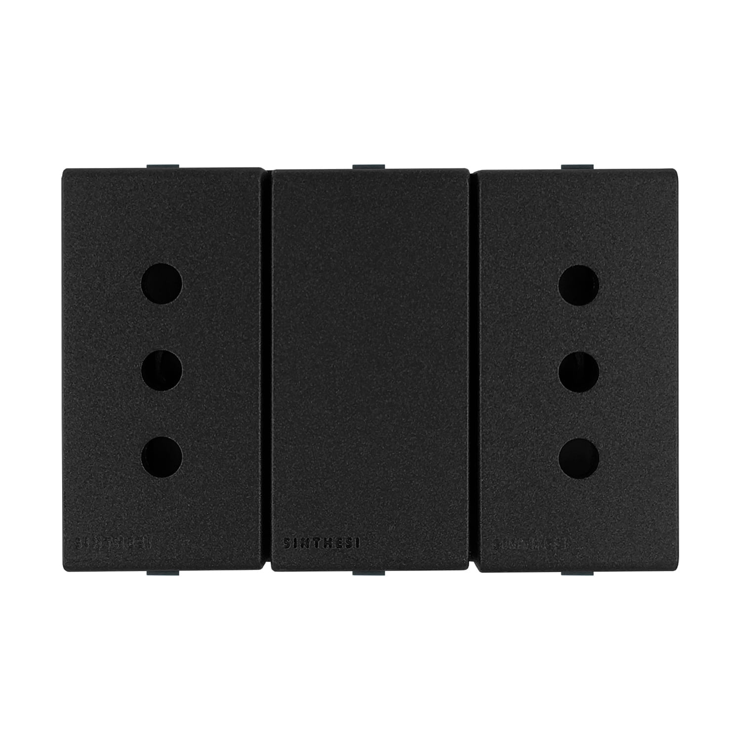 Módulo Tomacorriente Duplex 10A 250V 2P+T S44 Carbón 443410 — Sinthesi — Sinthesi
