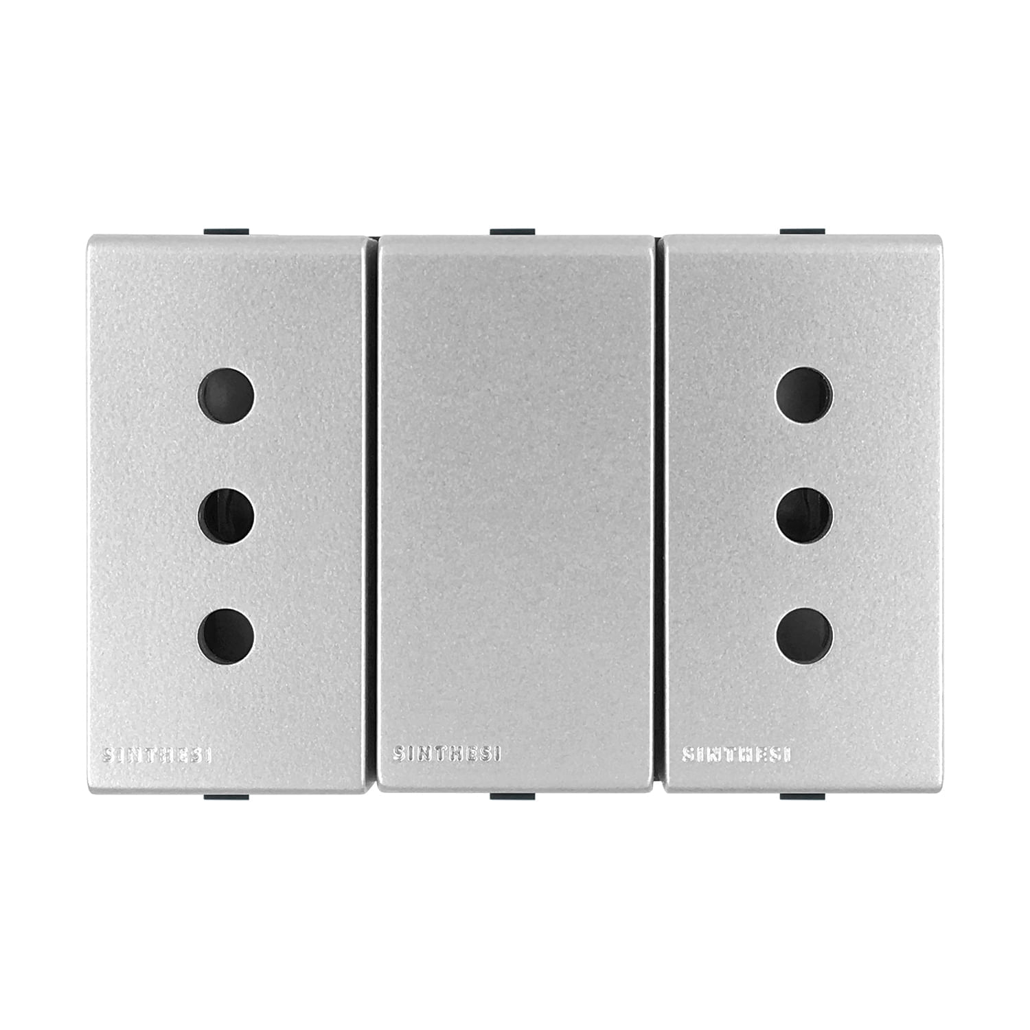 Módulo Tomacorriente Duplex 10A 250V 2P+T S44 Plata 443412 — Sinthesi — Sinthesi