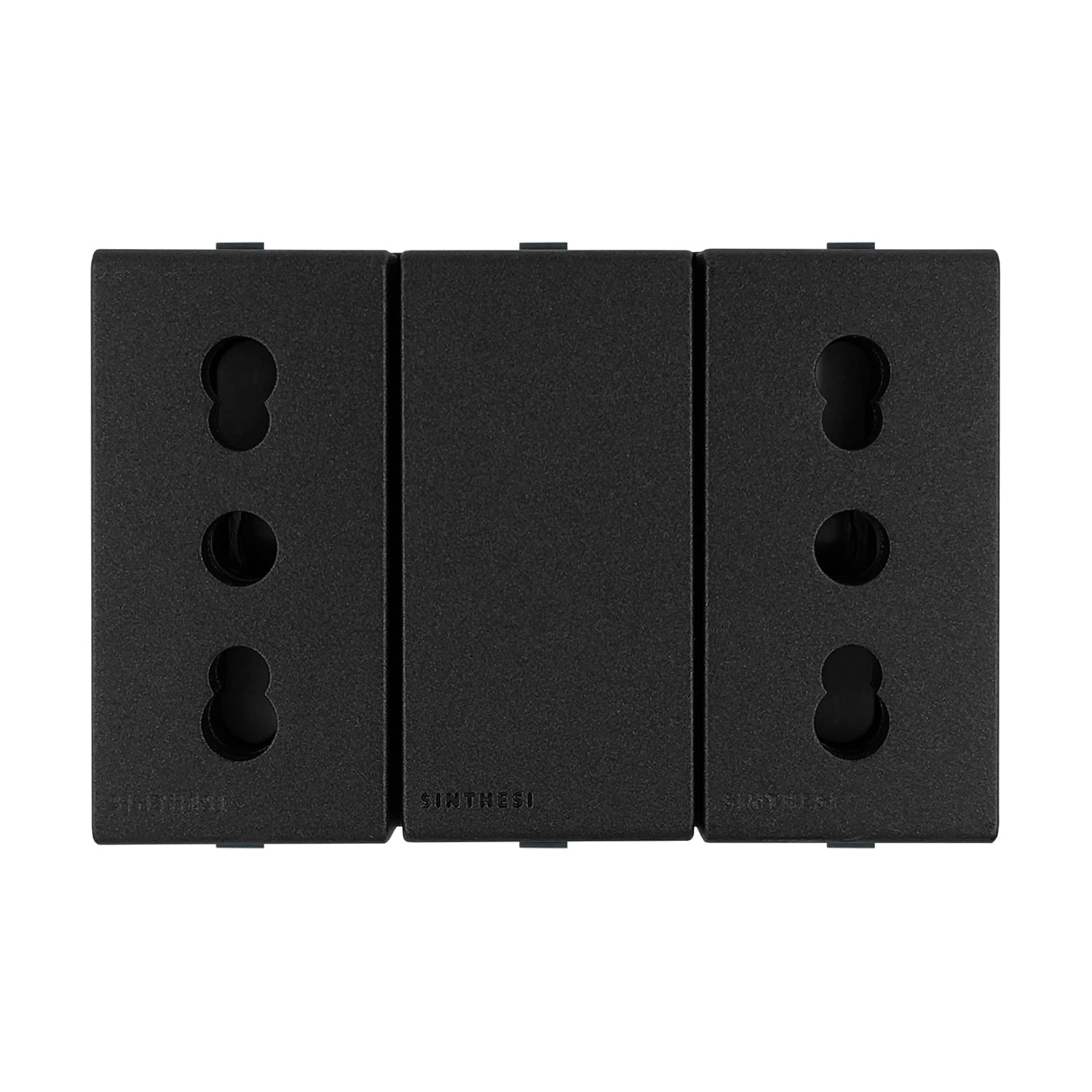Módulo Tomacorriente Duplex 10/16A 250V 2P+T S44 Carbón 443510 — Sinthesi — Sinthesi