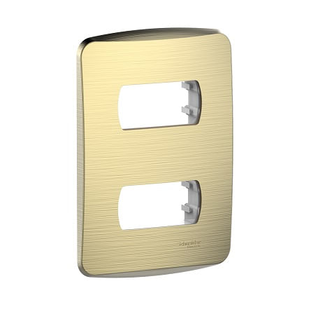 Placa 2 Puestos Con Soporte Metal Dorado Miluz S3B77128 (688144) — SCHNEIDER ELECTRIC