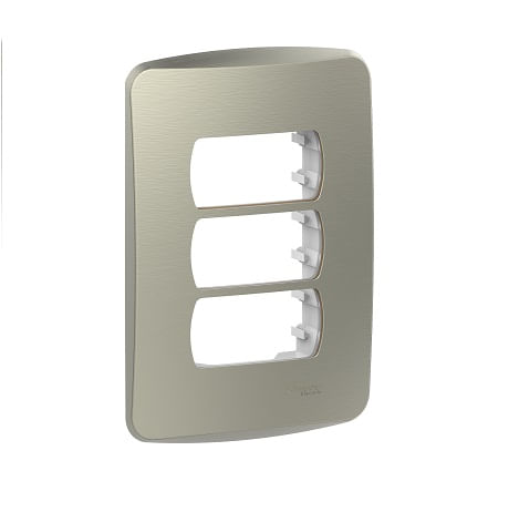 Placa 3 Puestos Con Soporte Metal Bronce Miluz S3B77137 (688146) — SCHNEIDER ELECTRIC