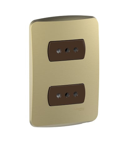 Enchufe Doble 2P+T 10A Dorado Armada Miluz S3B60475 (688157) — SCHNEIDER ELECTRIC