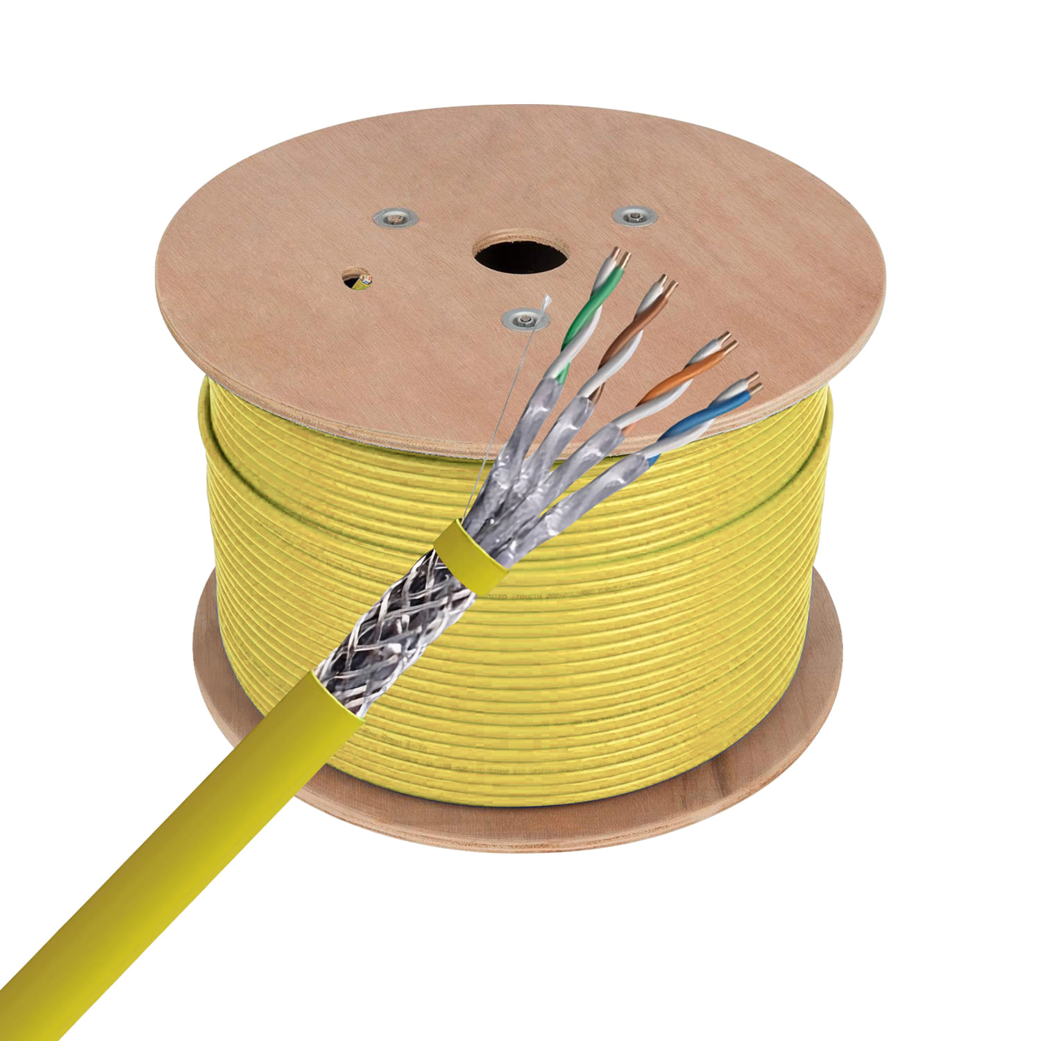 Cable Sftp CAT7 23AWG Amarillo Libre de Halógenos 10GIGA 600MHz (305 Mts) (718440) — Crompton