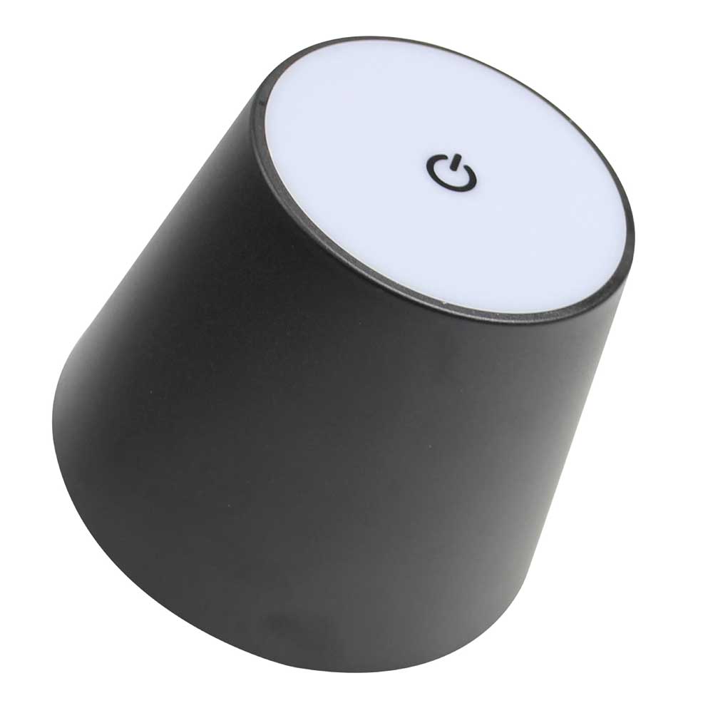 Luminaria Portátil Bar 11cm Luz Cálida Touch Negro Recargable — Bp — BP