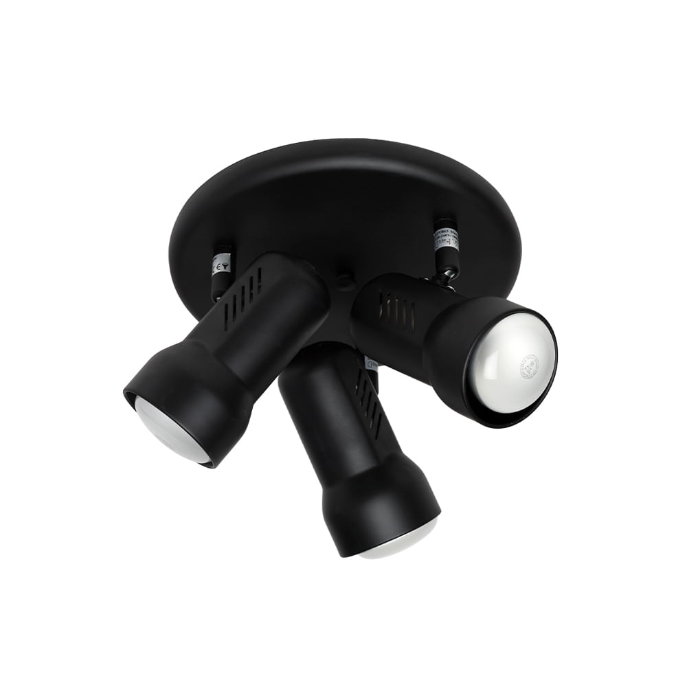 Plafón R63 3 Luces Negro — Bp — BP