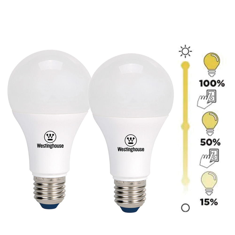 Pack 2× Ampolleta LED A60 8W 3000K E27 dimerizable AM203006693 — Westinghouse