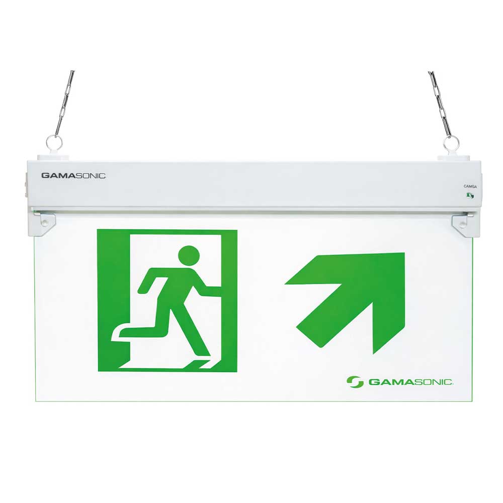 Señaletica de Emergencia Transparente Hombre Puerta Flecha Arriba — Gamasonic — Gamasonic
