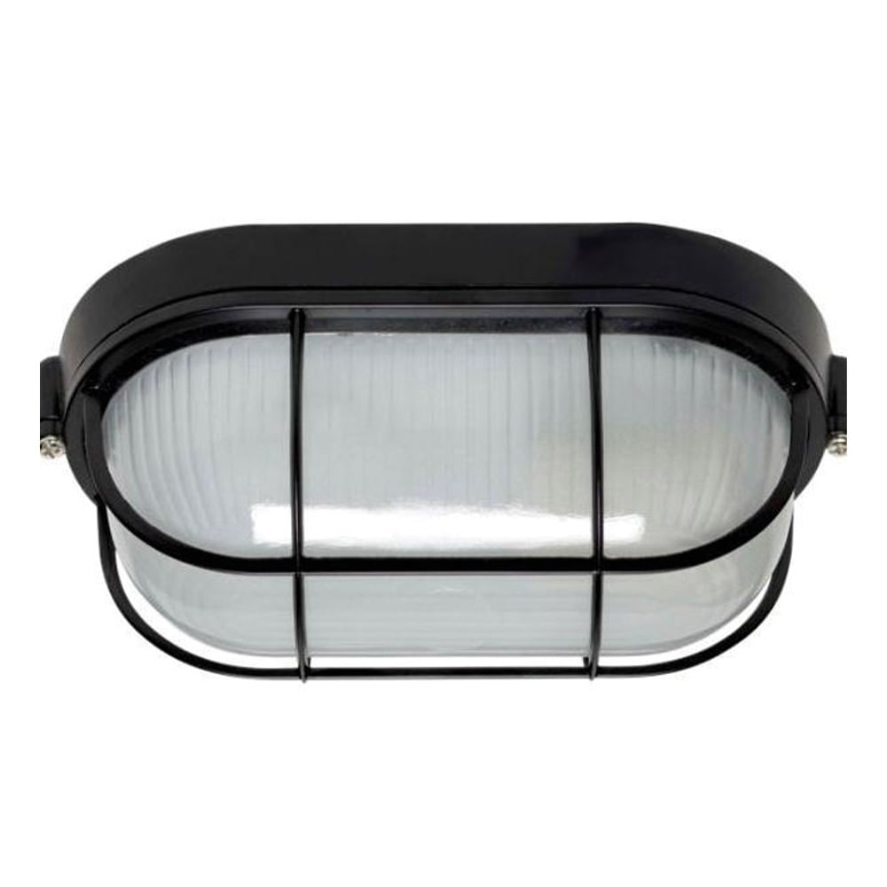 Plafón Tortuga Aluminio Oval Reja Negro — Bp — BP
