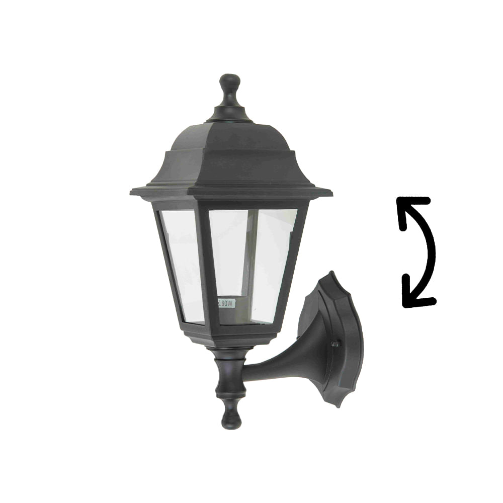 Farol a Muro Updown Sintético 4 Caras Negro — Bp — BP