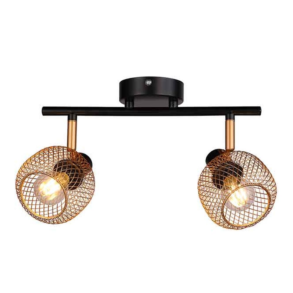 Foco Sobrepuesto Indo Malla 2 Luces Dorado Mate — Bp — BP