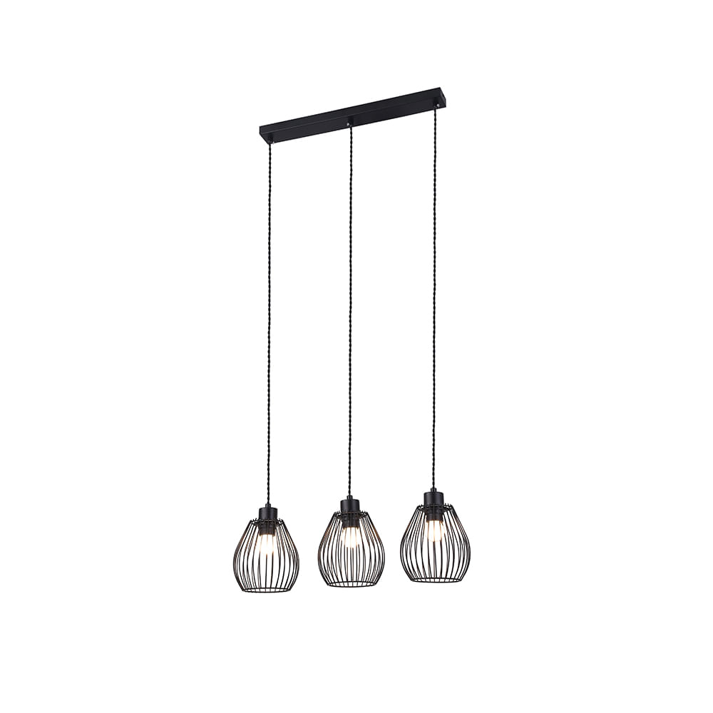 Lámpara Colgante Beas 3 Luces Negro Mate — Bp — BP