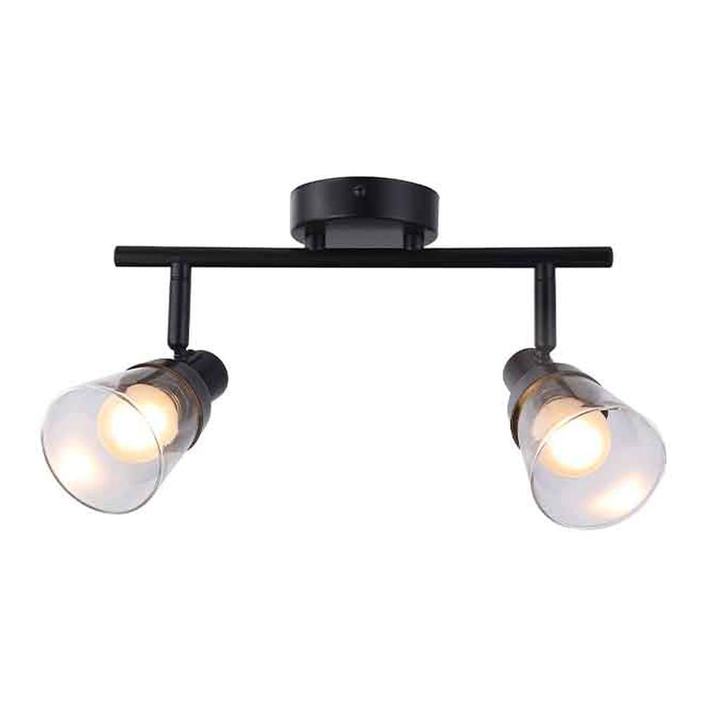 Foco Sobrepuesto Caeli 2 Luces Negro Mate Vidrio — Bp — BP
