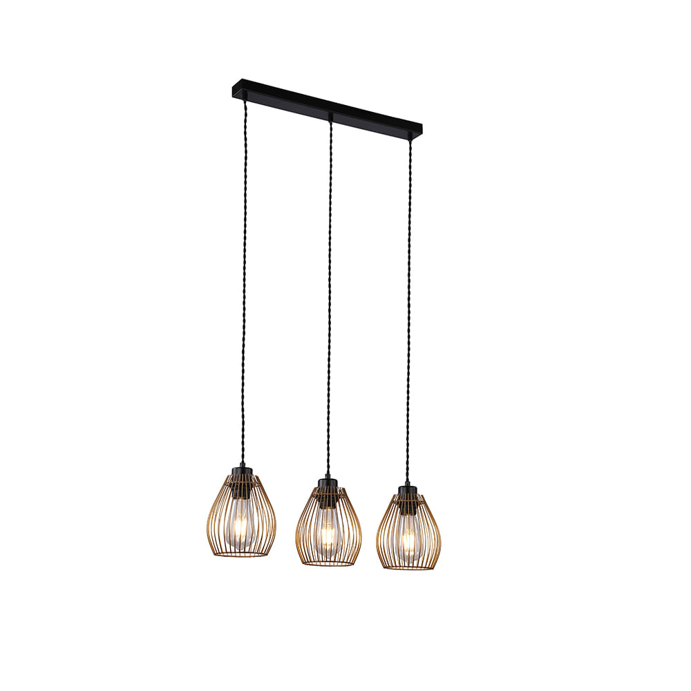 Lámpara Colgante Beas 3 Luces Dorado Mate — Bp — BP