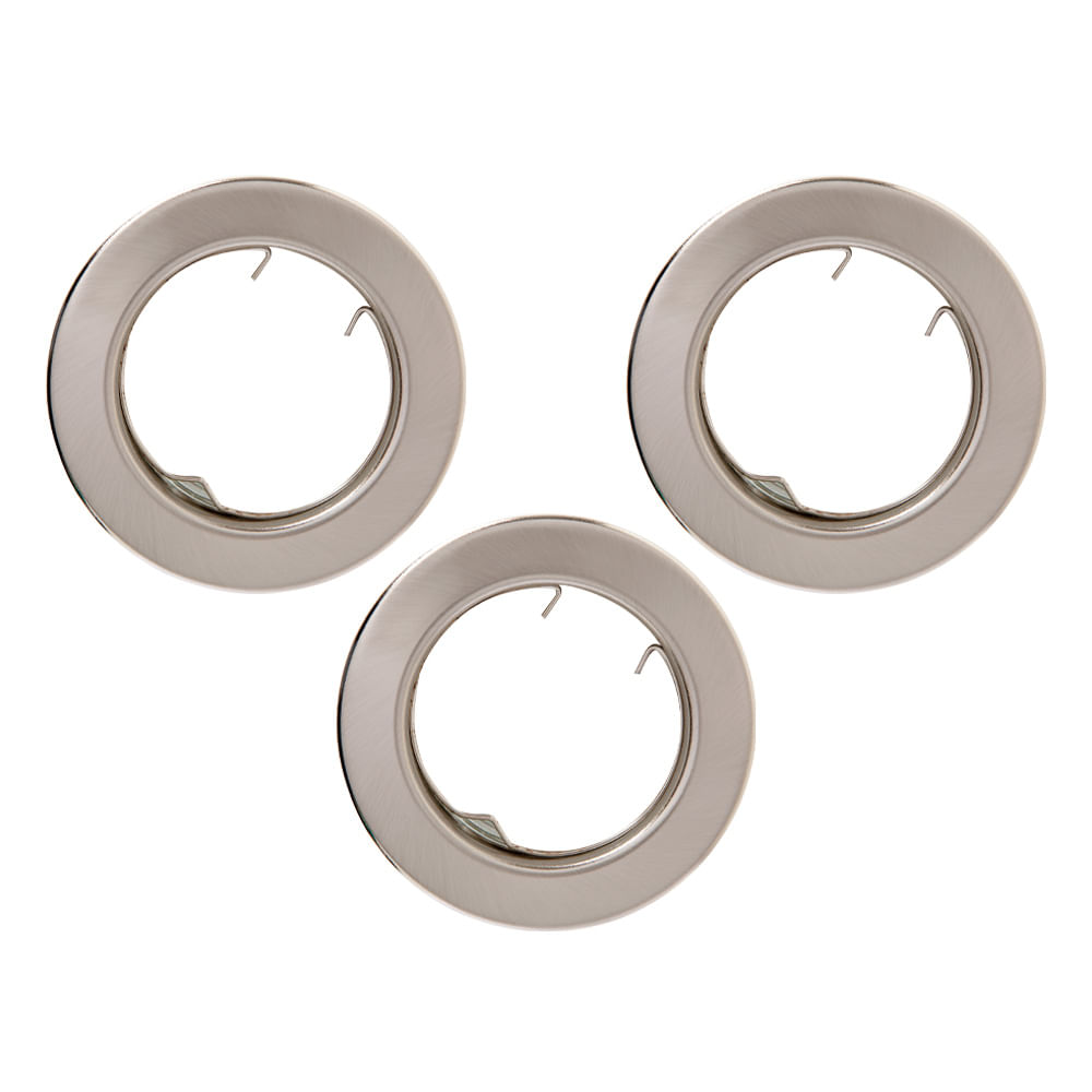 Pack 3 Focos Empotrados Fijos GU10 Metal Niquel con Conectores — Bp — BP